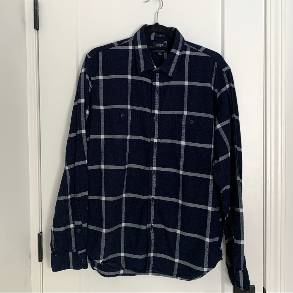 J.Crew Navy/White Large Windowpane Flannel